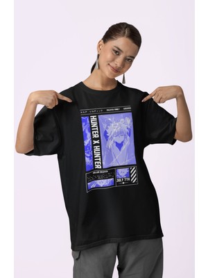 Sevbano Hunter x Hunter Killua Zoldyck Baskılı Unisex Oversize Zoldyck Family Anime Karakter Tişört