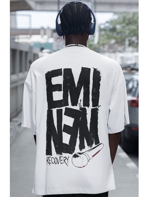 Sevbano Eminem Recovery Rapper Şarkıcı Sırt Baskılı Unisex Oversize Tişört
