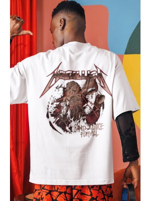 Sevbano Metallica Rock Metal Müzik Grubu Sırt Baskılı Unisex Oversize Tişört