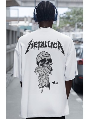 Sevbano Metallica Rock Metal Müzik Grubu Sırt Baskılı Unisex Oversize Tişört