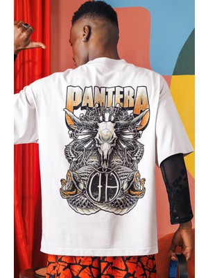 Sevbano Pantera Rock Metal Müzik Grubu Sırt Baskılı Unisex Oversize Tişört