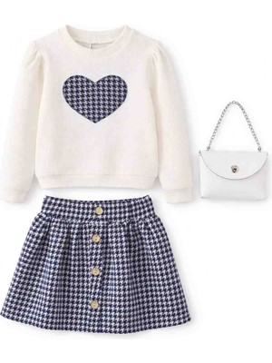 Xjoy Kids Kız Çocuk Kalp Desenli Etekli Takım
