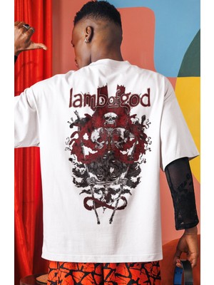Sevbano Lamb Of God Rock Metal Müzik Grubu Sırt Baskılı Unisex Oversize Tişört