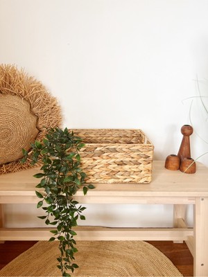 PremiumPort Şık Hasır Su Sümbülü Düzenleyici, 33X23X15CM, Çok Amaçlı Organizer