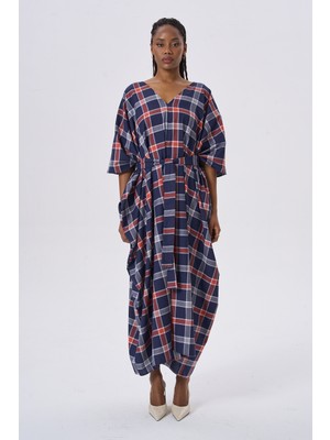 HANIQA Modern ve Şık Günlük Tasarım Çizgili Elbise