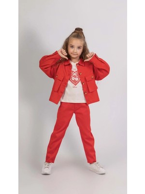 Waka Waka Kids Store T-Hişört Ceket Pantolonlu 3 Lü Kız Çocuk Takım