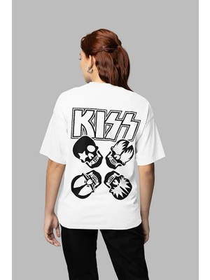 Sevbano Kiss Rock Metal Müzik Grubu Baskılı Unisex Oversize Tişört