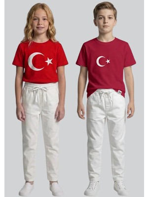 Waka Waka Kids Store 23 Nisan ve Okul Gösterileri Için Beyaz Çocuk Pantolonu