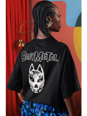 Sevbano Babymetal Rock Metal Müzik Grubu Sırt Baskılı Unisex Oversize Tişört