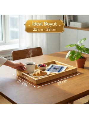 Wowo Doğal Bambu Servis Tepsisi 38X25 cm