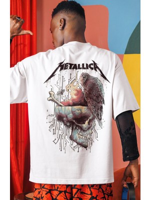 Sevbano Metallica Rock Metal Müzik Grubu Sırt Baskılı Unisex Oversize Tişört