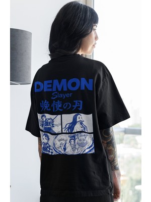 Sevbano Demon Slayer Kimetsu No Yaiba Anime Sırt Baskılı Unisex Oversize Tişört