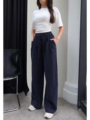 Esra Helvacı Bel Lastik Geniş Paça Pantolon