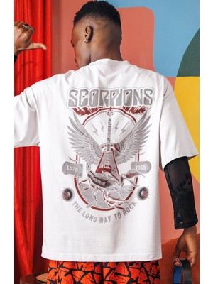 Sevbano Scorpions Rock Metal Müzik Grubu Sırt Baskılı Unisex Oversize Tişört