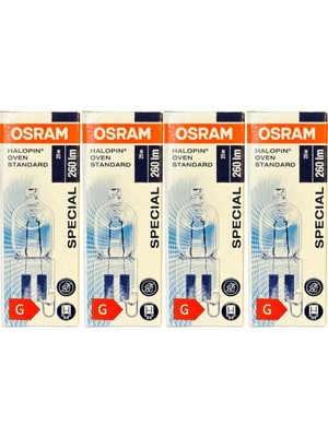 Osram Halopin Oven 25W 2700K (Sarı Işık) G9 Duylu Halojen Fırın Ampulü (4 Adet)
