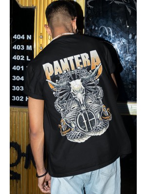 Sevbano Pantera Rock Metal Müzik Grubu Sırt Baskılı Unisex Oversize Tişört