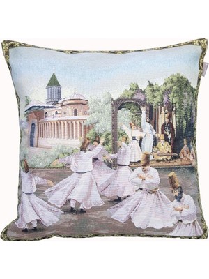 Believe Mevlana Jakarlı Dokuma Goblen Dekoratif Kırlent 40*40