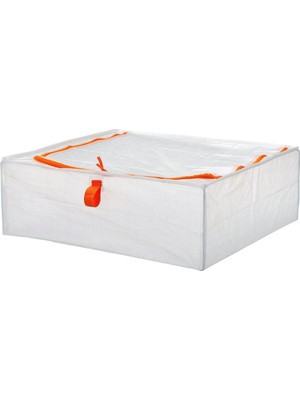 PremiumPort Şık Beyaz-Turuncu Parkla Kutu 55X49X19 Cm, Kullanışlı ve Dayanıklı
