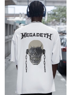Sevbano Megadeth Rock Metal Müzik Grubu Sırt Baskılı Unisex Oversize Tişört