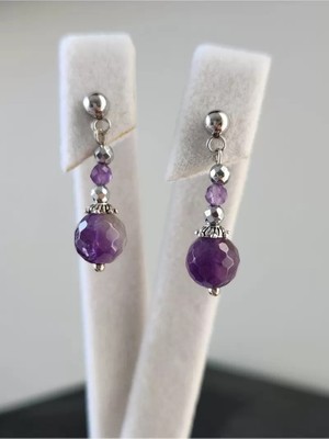 Home Doğaltaş Ametist Taşı Sallantılı Çelik Küpe