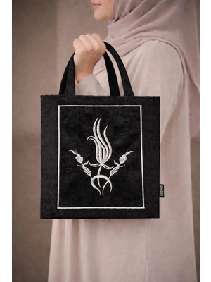 PremiumPort Kadife Nakışlı Kuran Çantası ve Seccade Seti, Terlik ve Gümüş Aksesuarları