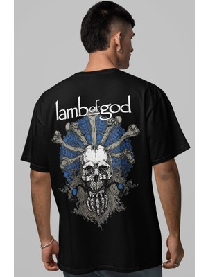 Sevbano Lamb Of God Rock Metal Müzik Grubu Sırt Baskılı Unisex Oversize Tişört