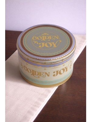 PremiumPort Şık Metal Saklama Kutusu, 3,4 L, Yuvarlak, Gold Renk, 190X120 mm