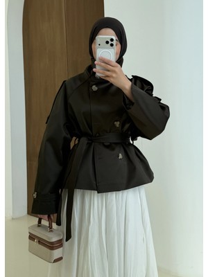 Moda Aksa Cloe Dik Yaka Trenç Haki