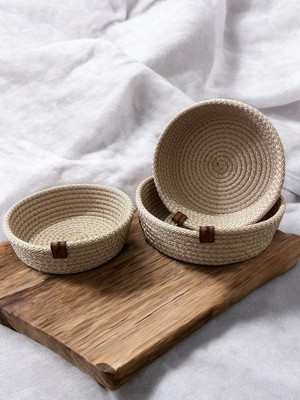 PremiumPort 3’lü Hasır Sepet Takımı, Mutfak, Banyo ve Oturma Odası Organizerleri