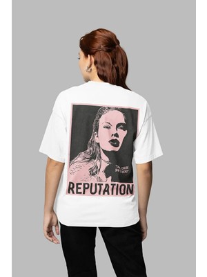 Sevbano Taylor Swift Reputation Albüm Baskılı Unisex Oversize Şarkıcı Tişört