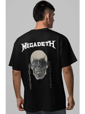 Sevbano Megadeth Rock Metal Müzik Grubu Sırt Baskılı Unisex Oversize Tişört