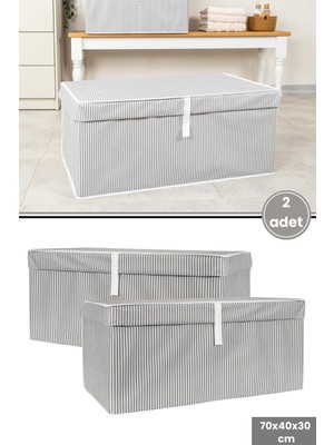 PremiumPort Pratik Kutu Hurç Yorgan Yastık Çarşaf Dolap Düzenleyici 2’li Gri 70X40CM