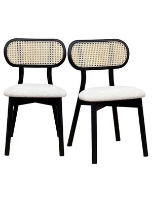 Vivense Nidya Siyah Ahşap Hazeranlı Sandalye, 2 Adet