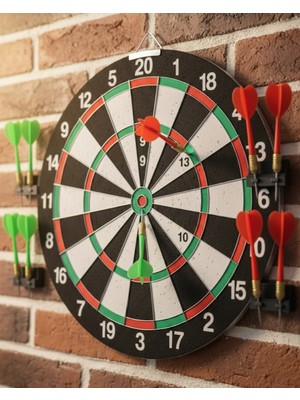 12 Inç Dart Tahtası 4 Adet Metal Uçlu Dart Oku Kolay Montajlı