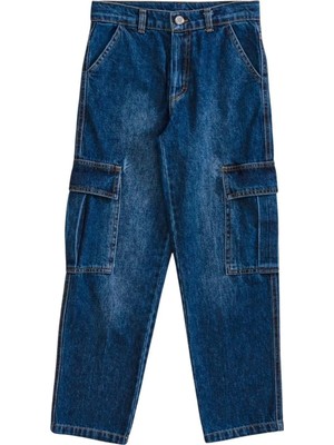 Kargo Cepli Bagi Model Kot Pantolon - Lacivert - 10-11 Yaş