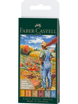 Graf Von Faber-Castell Faber-Castell Pitt Artist Pen Çizim Kalemi Fırça Uçlu Sonbahar Serisi 6'lı