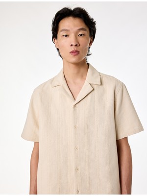 Koton Regular Fit Cepli Dokulu Devrik Yaka Pamuklu Kısa Kollu Gömlek