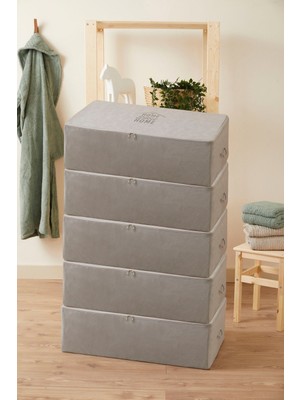 PremiumPort 5'li Gri Organizer Hurç Seti, Çeyiz ve Yatak Altı Saklama Çözümü