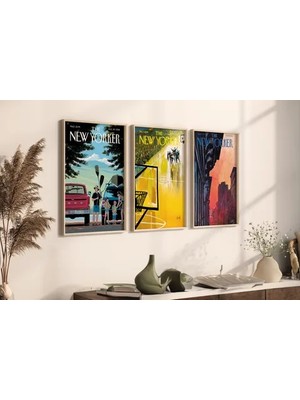 Vivense The New Yorker Üçlü Doğal Ahşap Çerçeveli Tablo, Iıı