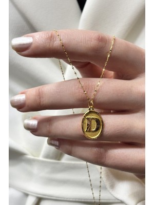 Diamine Pırlanta 14 Ayar Altın S Harf Oval Nostajık Plaka Kolye