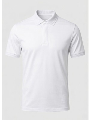 Beyaz Renk Pamuk Karışımlı Polo Yaka T-Shirt