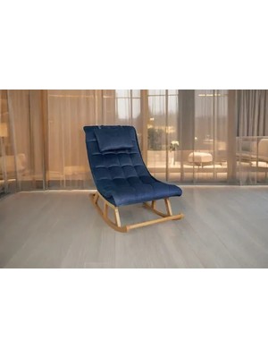 Vivense Miskin Sallanan Sandalye, Lacivert, Ahşap, Naturel Ayak