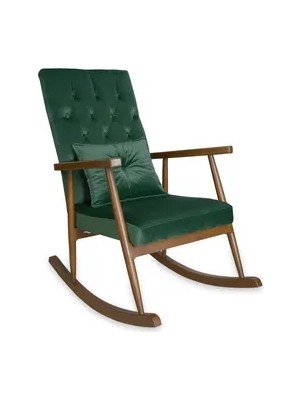 Vivense Trend Sallanan Sandalye, Zümrüt, Ahşap, Ceviz Ayak