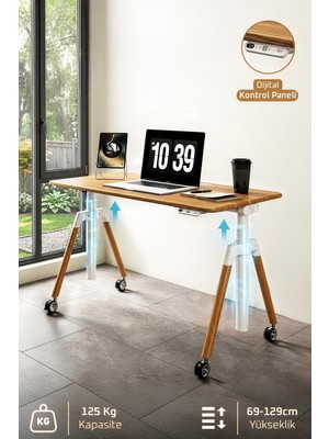 Karr Office O-Flex Oak Yükseklik Ayarlı Çalışma Masası