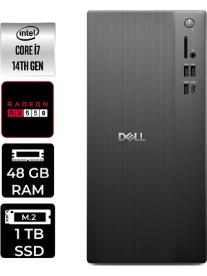 Dell Tower ECT1250 i7 14700 Masaüstü Bilgisayar 48GB RAM 1TB SSD Win11 Home + Per4 USB RPLSR007UP390