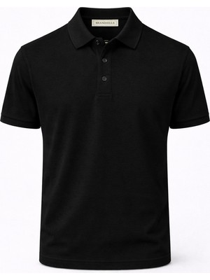 Siyah Renk Pamuk Karışımlı Polo Yaka T-Shirt