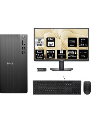 Dell Tower ECT1250 i5 14400 Masaüstü Bilgisayar 48GB RAM 4TB SSD 23.8" FHD Win11 Home + Per4 USB RPLSR003UP632