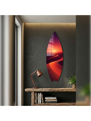 Decorita Sörf Tahtası Şekilli Modern Cam Tablo | Kızıl Çöl | 33CM x 99,5cm
