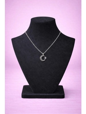 Mdm Style Desenli Ay Yıldız Silver Renk Kadın Kolye