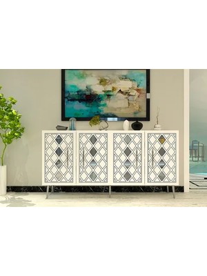 Vivense Domect Konsol, Beyaz Gümüş